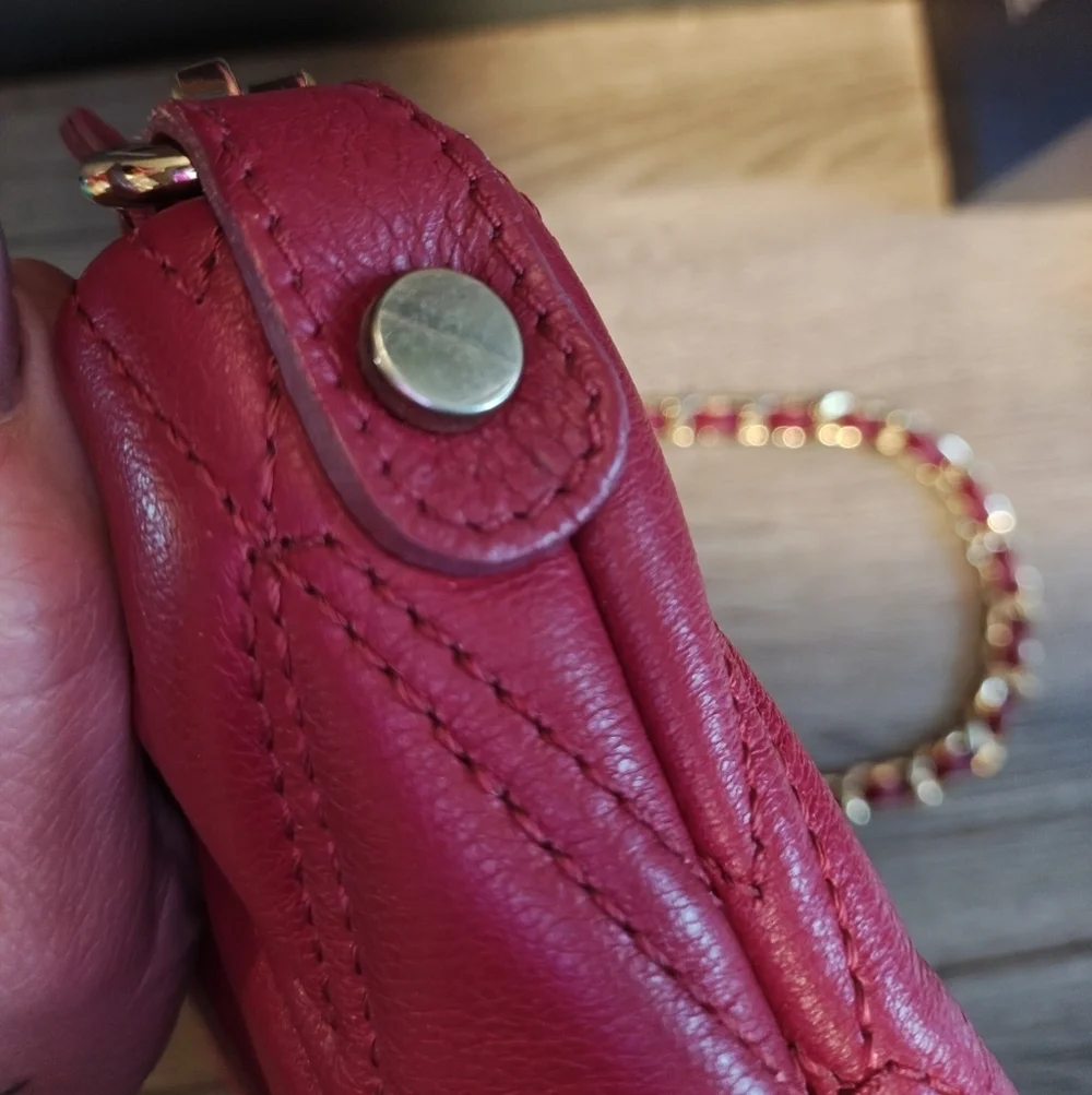 Valentino Vanille Red Quilted Chain Shoulder Bag